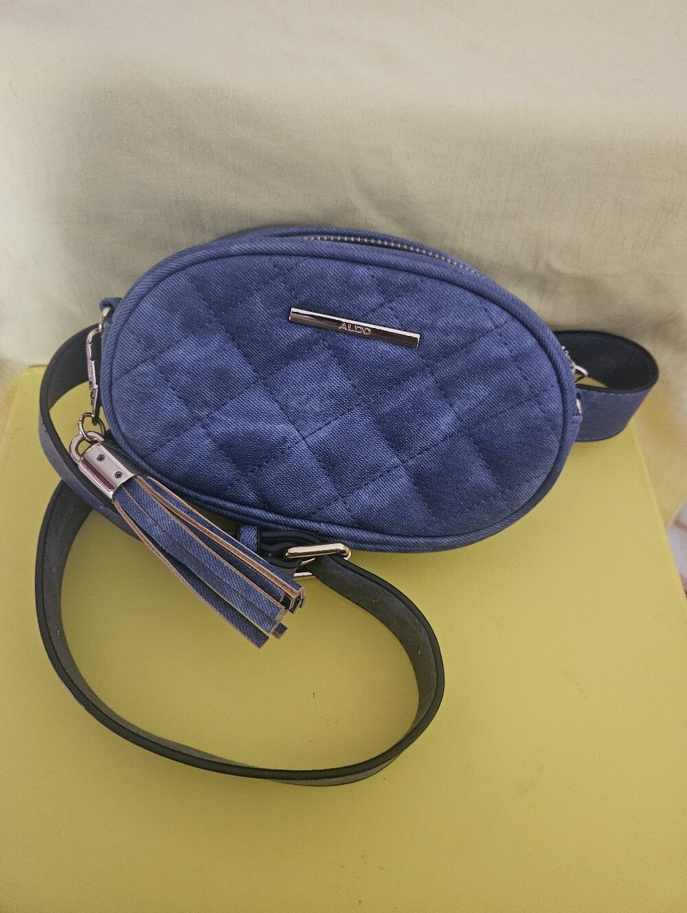 Aldo Blue Quilted Crossbody Belt Bag
